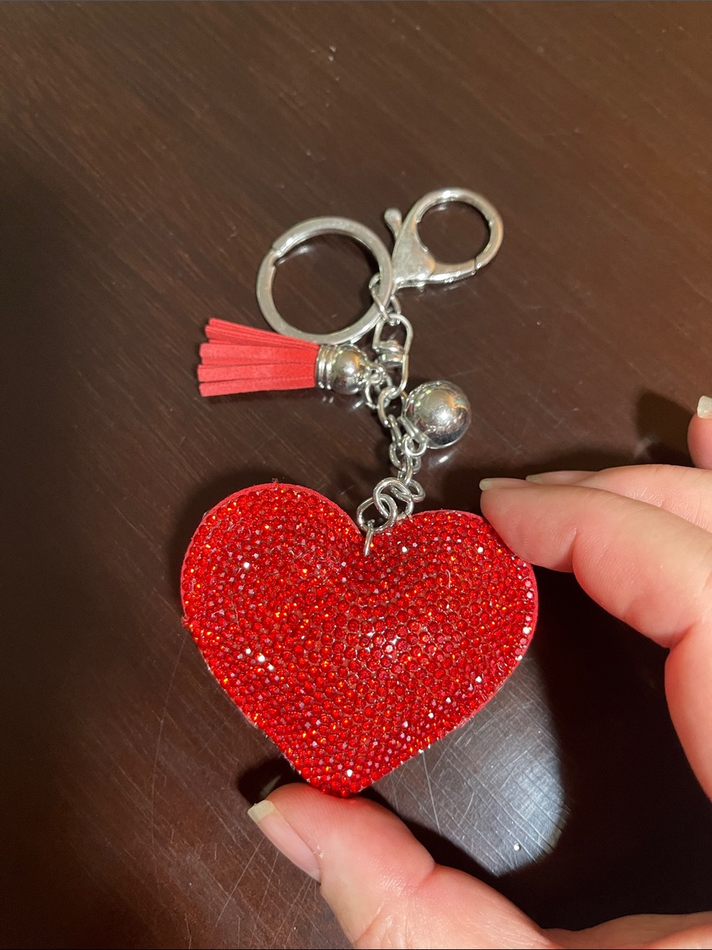 Red Heart Rhinestone Keychain purse bag charm new rhinestone gift